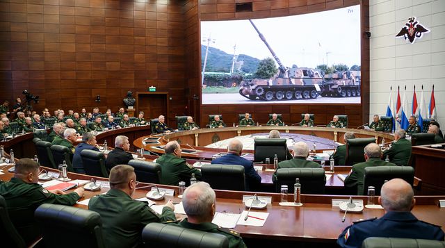 Photo fournie par le ministère russe de la Défense d'une réunion de hauts responsables de l'armée russe à Moscou, le 9 août 2023